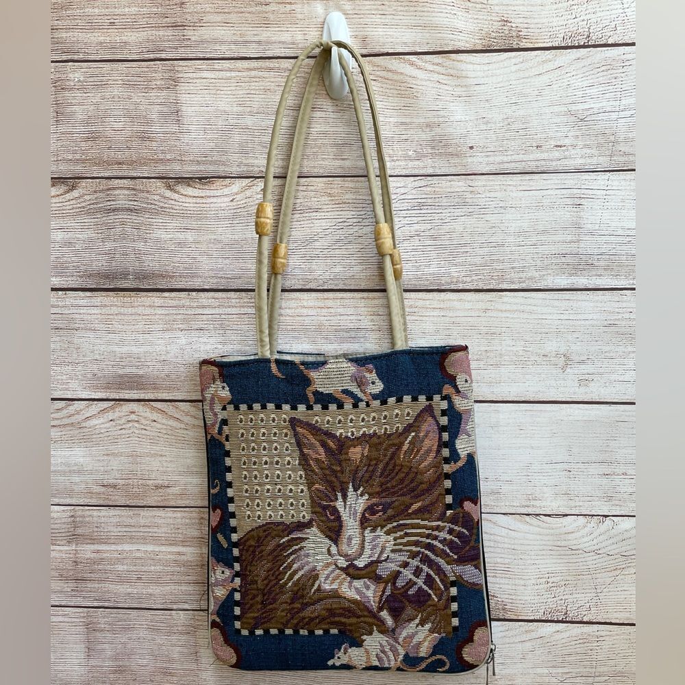 CAT AND MOUSE PRINT TAPESTRY BAG - Picture 5 of 8